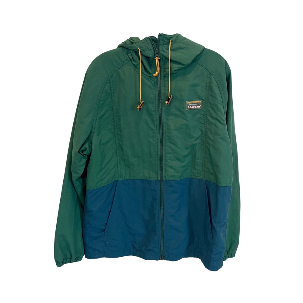 LL Bean Mountain Classic Jacket Mens Medium Green Teal Hooded Quilted 508410